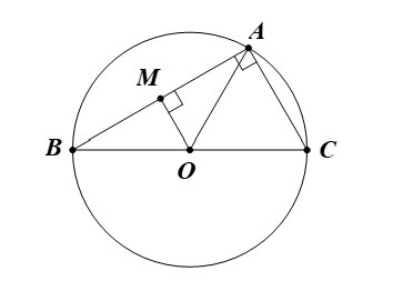 Cho đường tròn tâm O có ba điểm A, B, C nằm trên đường tròn, trong đó BC là dây cung lớn nhất, AB là dây cung có độ dài bằng  Rcăn 3. a) Vẽ các dây cung AB, BC. (ảnh 1)