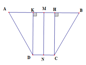 . Cho hình thang cân ABCD có đáy lớn AB = 30 cm, đáy nhỏ CD = 10 cm và góc A=60 độ . a) Tính cạnh BC.                         (ảnh 1)