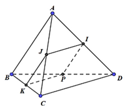 Cho tứ diện gần đều ABCD, biết AB = CD = 5, AD = BC = căn bậc hai 41. Tính sin góc (ảnh 1)