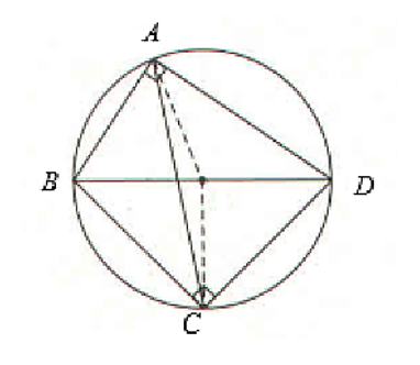 Cho tứ giác ABCD có góc A và C bằng 90 độ. a) Chứng minh : bốn điểm A, B, C, D cùng thuộc một đường tròn. (ảnh 1)