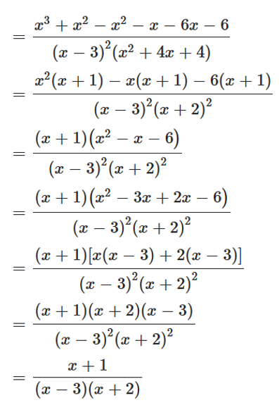 Rút gọn phân thức sau: x^3-7x-6/x^2(x-3)^2 4x(x-3)^2 4(x-3)^2 . (ảnh 1)