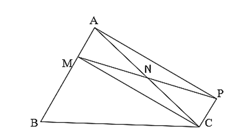 Cho ΔABC và điểm M ∈ AB. Gọi N là trung điểm AC. Trên tia MN lấy điểm P sao cho NP = MN. Chứng minh: a) MC // AP và MC = AP (ảnh 1)