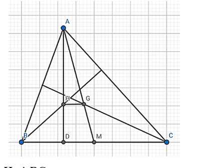 Cho tam giác ABC có 3 góc nhọn, H là trực tâm, G là trọng tâm. Chứng minh rằng nếu tanB. tanC = 3 thì OH // BC. (ảnh 1)