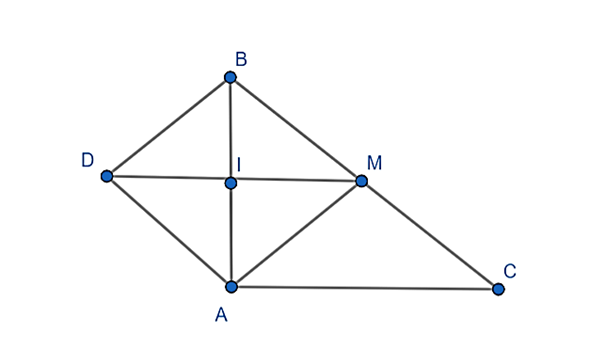 Cho tam giác ABC vuông tại A, đường trung tuyến AM. Gọi I là trung điểm của AB và D  (ảnh 1)