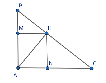 Cho tam giác ABC vuông tại A, đường cao AH. Gọi M, N lần lượt là hình chiếu của H lên  (ảnh 1)