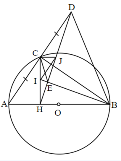 Cho nửa đường tròn tâm O đường kính AB. Gọi C là 1 điểm nằm trên nửa đường tròn (O) (ảnh 1)