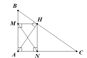 Cho tam giác ABC vuông tại A, đường cao AH. Kẻ HM vuông góc với AB, HN vuông góc với AC. Chứng minh rằng tam giác AMN đồng dạng với tam giác ABC. (ảnh 1)