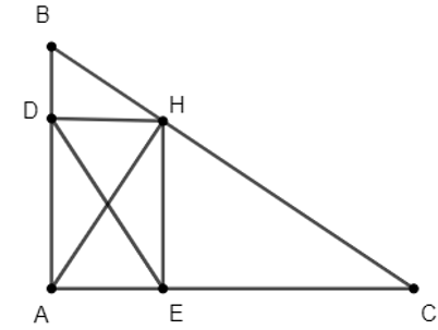Cho tam giác ABC vuông tại A, đường cao AH. Gọi D và E lần lượt là hình chiếu của H trên AB và AC. Biết BH = 4 cm, HC = 9 cm.  a) Tính độ dài DE.  (ảnh 1)