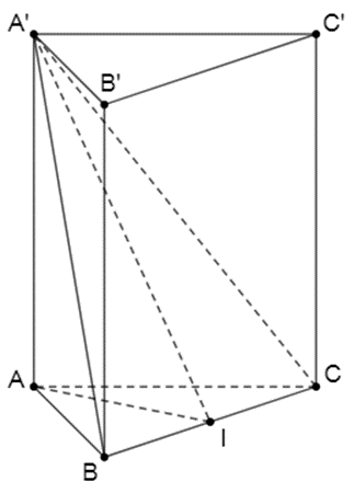 Cho lăng trụ tam giác đều ABC.A'B'C' có cạnh đáy bằng 2, diện tích tam giác  (ảnh 1)