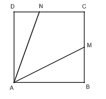 Trên một mảnh đất hình vuông ABCD Tính tan(góc BAM + góc DAN) (ảnh 1)
