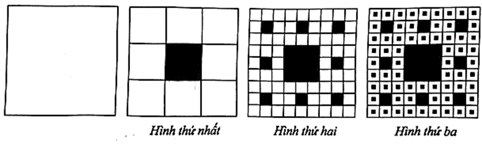 Tính tổng diện tích phần đã được tô màu ở hình thứ nhất, thứ hai, thứ ba (ảnh 1)