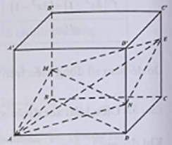 Cho hình hộp ABCD.A'B'C'D' có AA' = a. Gọi M, N là hai điểm thuộc hai cạnh BB' và DD' sao cho BM = DN = a/3. Mặt phẳng (AMN) chia khối hộp thành hai phần, (ảnh 1)