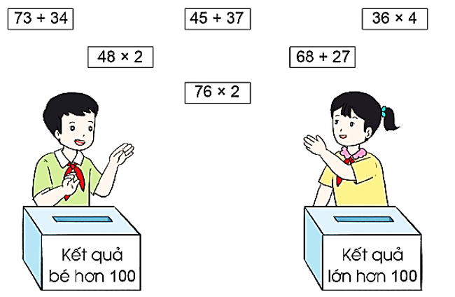 a) Ước lượng tính rồi nối thẻ ghi chép với mỗi hộp thích hợp: (ảnh 1)