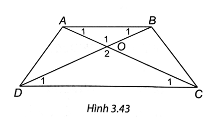 Chứng minh rằng nếu nếu tứ giác có hai đường chéo bằng nhau và một cặp cạnh đối bằng nhau thì tứ giác đó là một hình thang cân (H.3.43).   (ảnh 1)