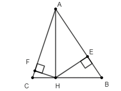 Cho ∆ABC có 3 góc nhọn, AH là đường cao. Vẽ HE vuông góc với AB tại E (ảnh 1)