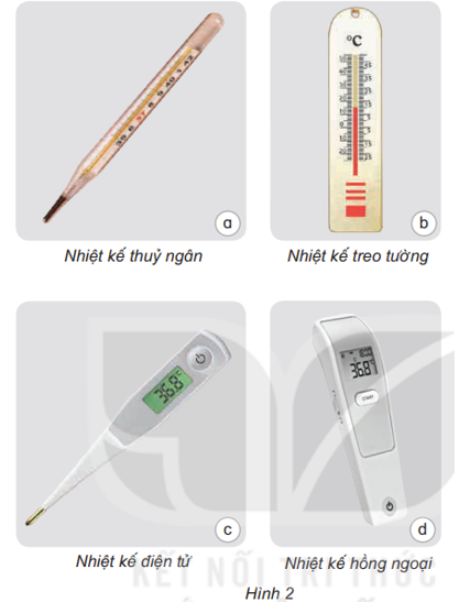 - Quan sát hình 2 và cho biết nhiệt kế nào dùng để đo nhiệt độ cơ thể người, nhiệt kế nào dùng để đo nhiệt độ không khí.   (ảnh 1)
