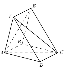 Cho hai hình bình hành ABCD và ABEF nằm trong hai mặt phẳng phân biệt. Khẳng định nào sau đây là đúng?  A. (ADF) // (BCE).  B. AD // (BEF).  C. (ABC) // (DEF).  D. EC // (ABD).  (ảnh 1)