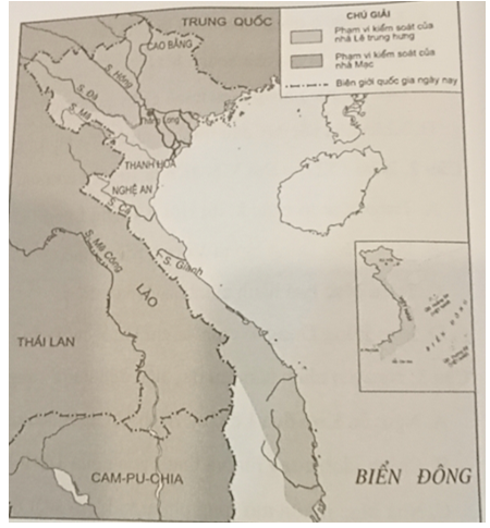 Quan sát hình 4.2, hãy: a) Xác định trên lược đồ địa danh phân chia phạm vi kiểm soát của nhà Trịnh và nhà Nguyễn sau khi kết thúc cuộc xung đột. b) Nêu hệ quả của cuộc đột xung Trịnh - Nguyễn. (ảnh 1)