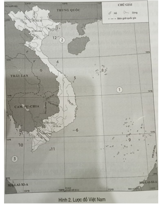 Ghép tên các vịnh, biển, đảo, quần đảo sau đây với các số tương ứng trong hình 2. (ảnh 1)