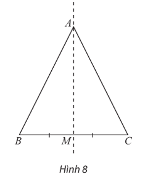 Cho tam giác ABC cân tại A và M là trung điểm của BC. Tìm ảnh của tam giác ABC qua phép đối xứng trục AM.   (ảnh 1)