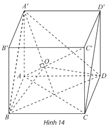 Cho hình lập phương ABCD.A’B’C’D’ có cạnh bằng đơn vị (Hình 14). a) Chỉ ra rằng AC’ ⊥ (A’BD). (ảnh 1)