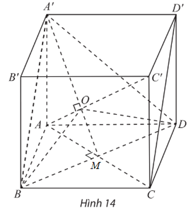 Cho hình lập phương ABCD.A’B’C’D’ có cạnh bằng đơn vị (Hình 14). a) Chỉ ra rằng AC’ ⊥ (A’BD). (ảnh 2)