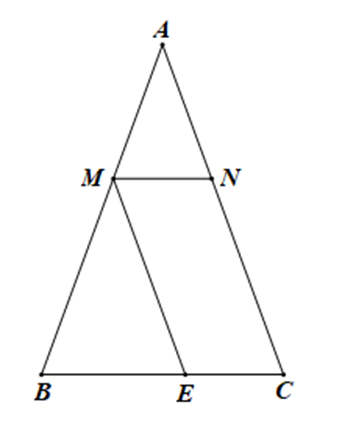Cho tam giác ABC cân tại A, M thuộc AB, kẻ MN song song BC (N thuộc AC (ảnh 1)