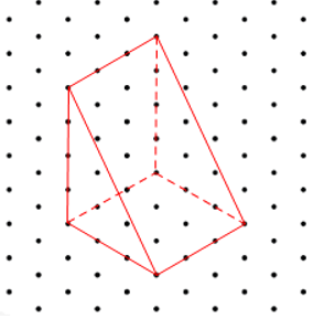 Vẽ trên giấy kẻ ô li hình biểu diễn của hình lăng trụ đứng có đáy là tam giác vuông với các kích thước được cho như trong Hình 23 (quy tắc mỗi cạnh của tam giác đều biểu diễn độ dài 1 cm). (ảnh 2)