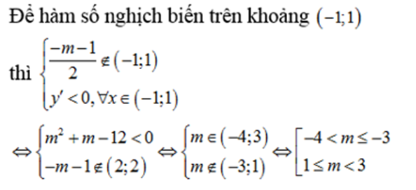 Tìm tất cả các giá trị thực của tham số m để trên (-1; 1), hàm số (mx + 6) / (2x + m + 1) (ảnh 1)