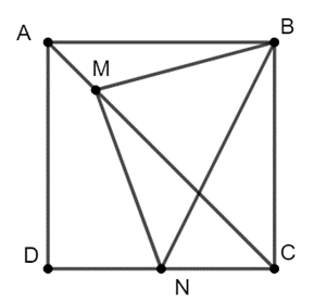Cho hình vuông ABCD, M là điểm nằm trên đoạn thẳng AC sao cho AM = AC/4 (ảnh 1)