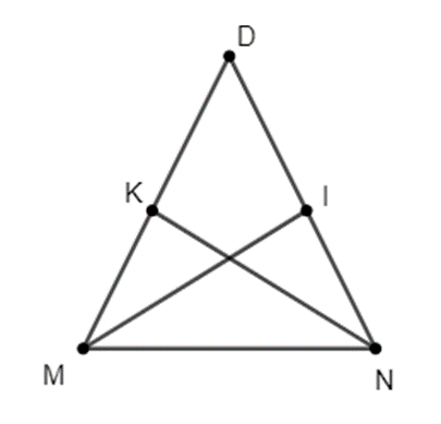 Cho tam giác DMN cân tại D có DM = DN = 6 cm, MN = 5 cm. Phân giác của góc M (ảnh 1)