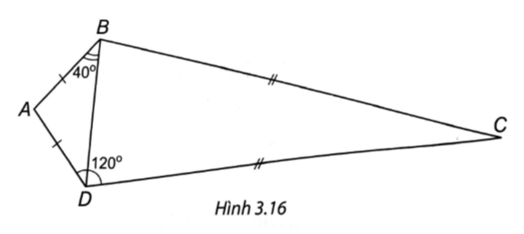 Tính số đo các góc của tứ giác ABCD trong Hình 3.16.   (ảnh 1)