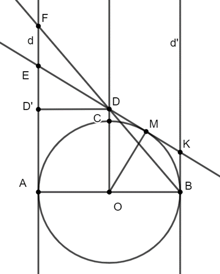 Cho nửa đường tròn (O; R) đường kính AB. Bán kính OC vuông góc với AB. Gọi (ảnh 1)
