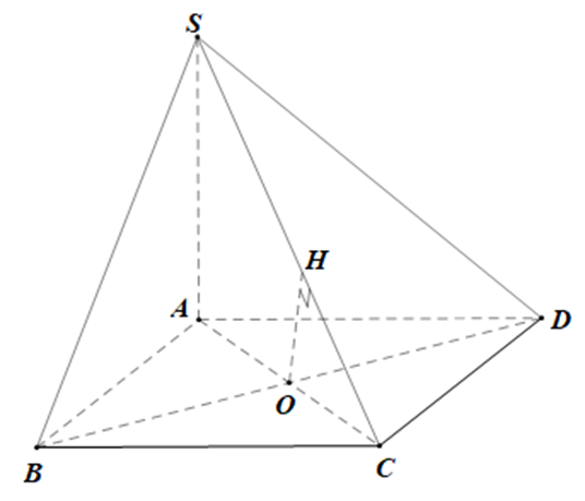 Cho hình chóp S.ABCD có đáy là hình vuông cạnh bằng a, cạnh SA vuông góc với  (ảnh 1)