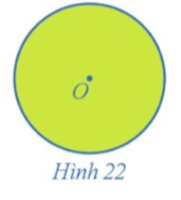 Trong mặt phẳng, cho hình tròn tâm O, kí hiệu là ℋ (Hình 22). Xét phép đối xứng tâm ĐO. Tìm ℋ' = ĐO(ℋ). (ảnh 1)