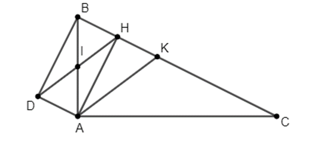 Cho tam giác ABC vuông tại A, đường cao AH, I là trung điểm của AB, lấy K đối (ảnh 1)