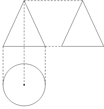 Phác họa hình chiếu vuông góc của: a) Khối chóp tứ giác đều (Hình 25). b) Khối nón tròn xoay (Hình 26). (ảnh 3)