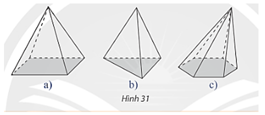 a) Các công trình kiến trúc, đồ vật trong Hình 30 có mặt bên là hình gì?    b) Tìm diểm giống nhau của các hình trong Hình 31.   (ảnh 2)
