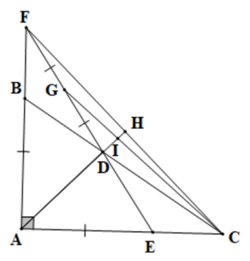 Cho tam giác ABC vuông tại A có AB < AC. Vẽ AD là tia phân giác của góc BAC (ảnh 1)