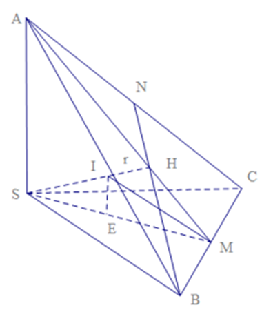 Cho hình chóp tam giác đều S.ABC có các cạnh bên SA, SB, SC vuông góc với  (ảnh 1)