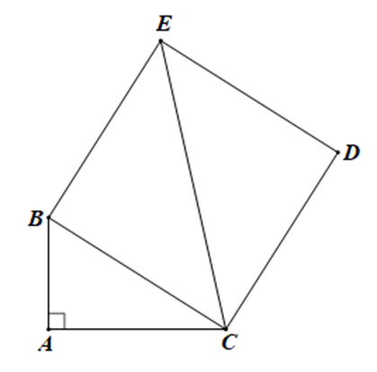 Cho tam giác ABC vuông ở A và hình vuông BCDE. Chứng minh rằng:  AB + AC (ảnh 1)