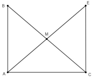 Cho tam giác ABC vuông tại A. Gọi M là trung điểm của cạnh BC. Trên tia đối  (ảnh 1)