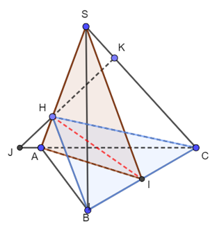 b) Tìm giao tuyến của các mặt phẳng (SAI) và (ABK); (SAI) và (BCH). (ảnh 2)
