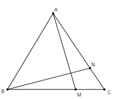 Cho tam giác ABC đều cạnh a. Gọi M, N là các điểm sao cho 3 vecto BM = 2 (ảnh 1)