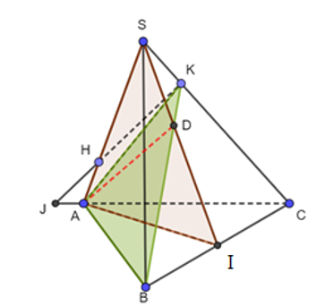 b) Tìm giao tuyến của các mặt phẳng (SAI) và (ABK); (SAI) và (BCH). (ảnh 1)