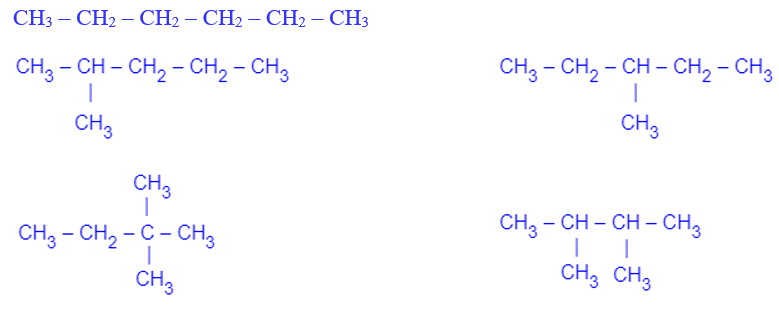 Hexane C6H14 có năm đồng phân. Vẽ đồ thị tương ứng với năm đồng phân đó.   (ảnh 1)