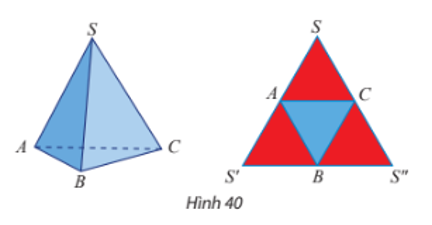 Nêu cách tạo lập tứ diện đều SABC từ tam giác đều SS’S’’ theo gợi ý ở Hình 40.  (ảnh 1)