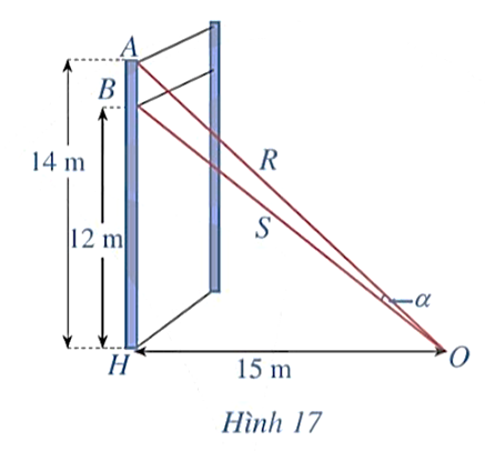 Một sợi cáp R được gắn vào một cột Tìm góc alpha (làm tròn kết quả đến hàng đơn vị theo đơn vị độ) (ảnh 1)