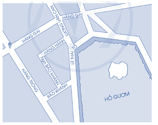 Dưới đây là lược đồ một số đường phố ở Hà Nội.    Rm hãy quan sát lược đồ và cho biết: a) Hai đường phố nào vuông góc với nhau. (ảnh 1)