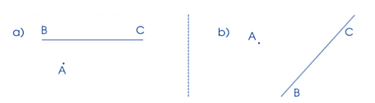 Thực hành vẽ đường thẳng song song (theo mẫu):   Vẽ đường thẳng đi qua điểm A và song song với đường thẳng BC trong mỗi trường hợp sau: (ảnh 2)